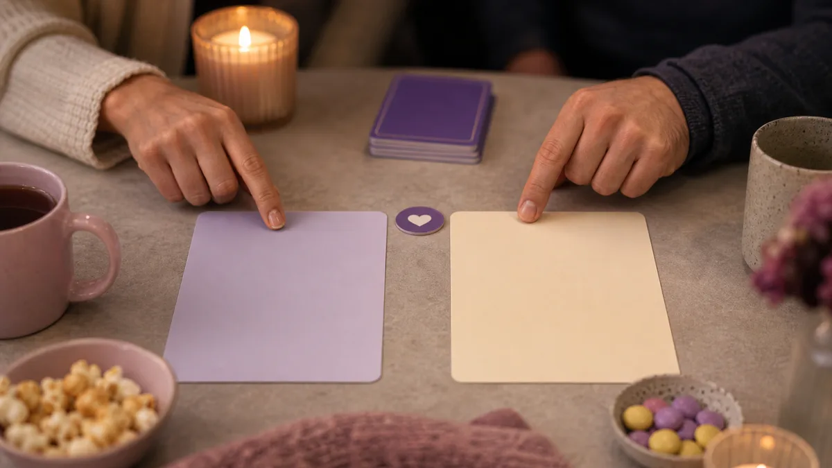 Two choice cards for a couple game