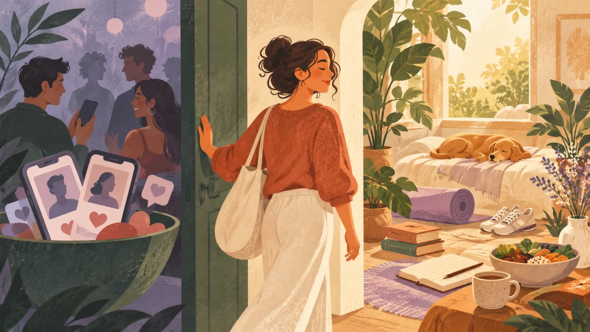 A woman considers quiet routines, time outdoors, and the place romantic attention has in her life.