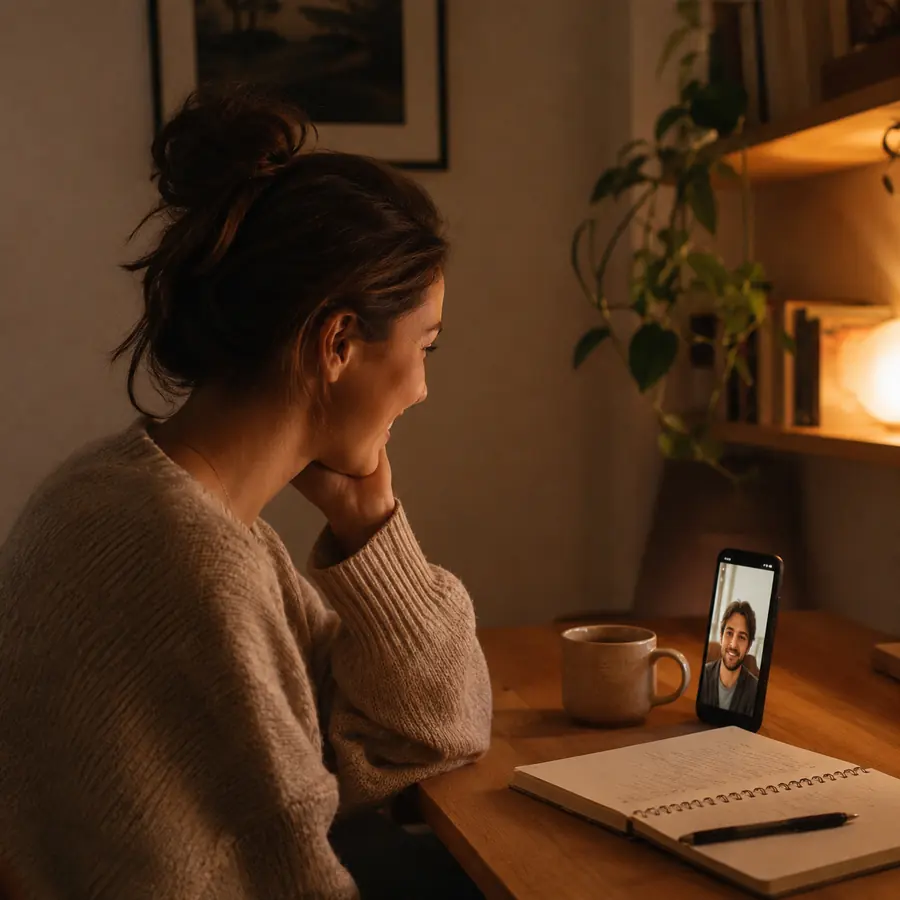 A person using a phone to reopen a relationship conversation