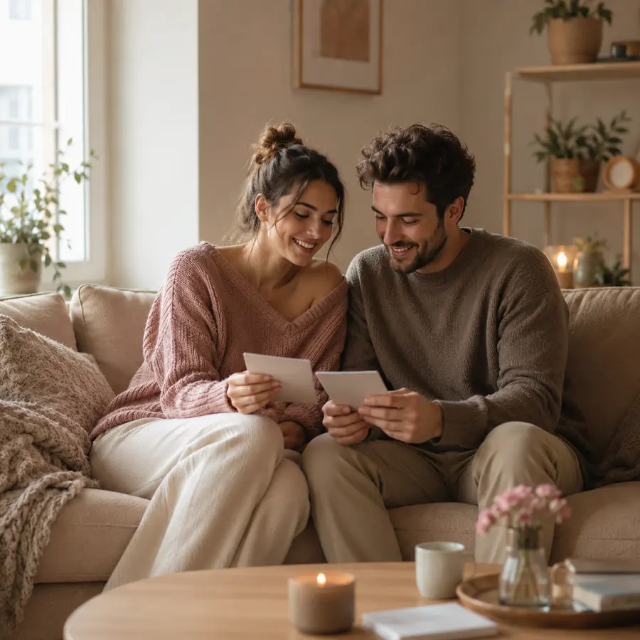 A new couple sharing a warm date-night moment