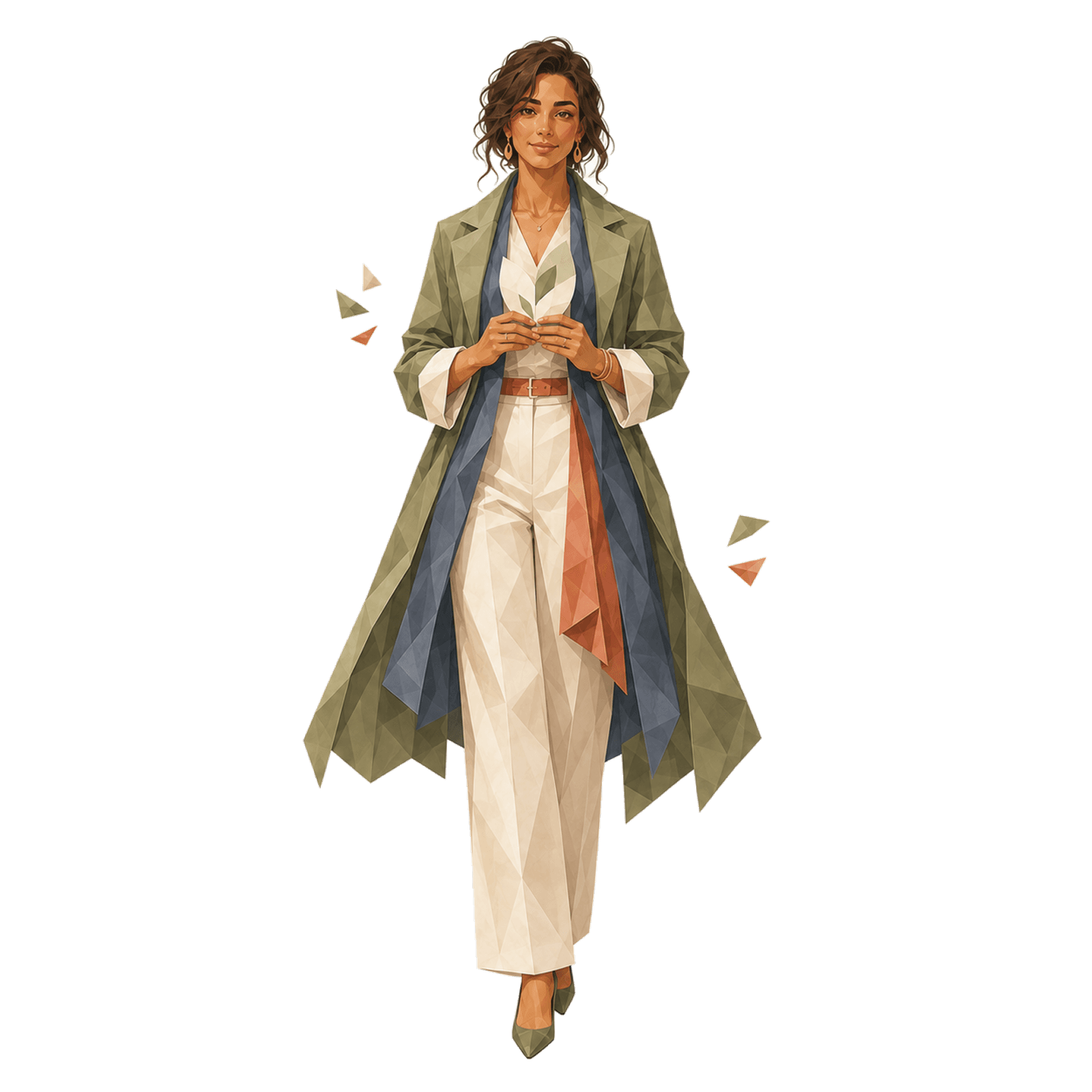 A faceted full-body growth green flag avatar