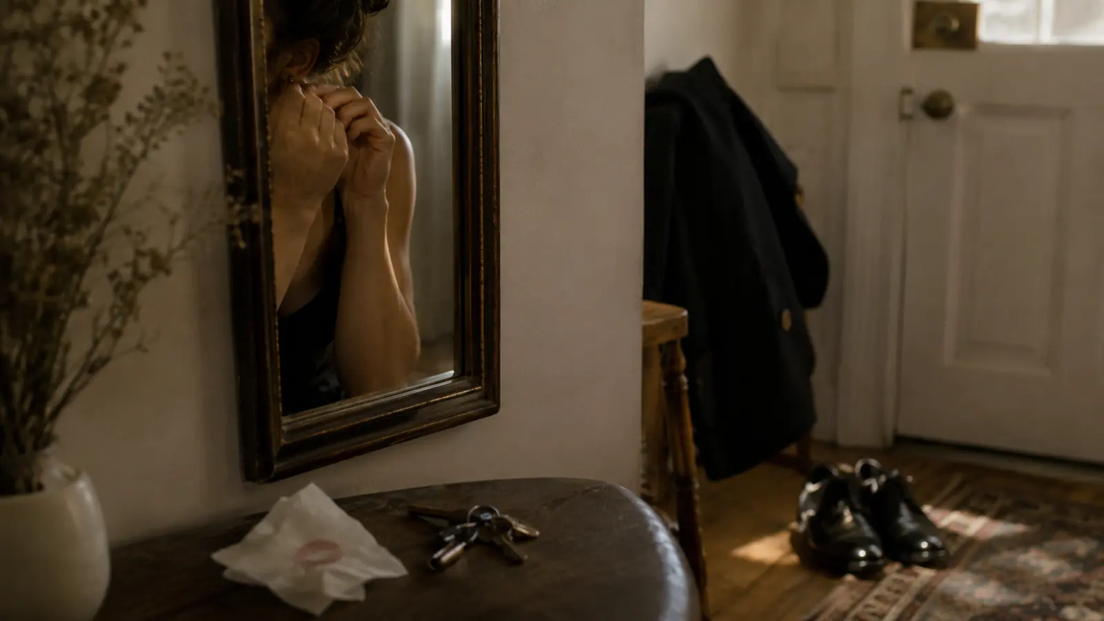 A woman gets ready by a mirror before taking one clean honest action