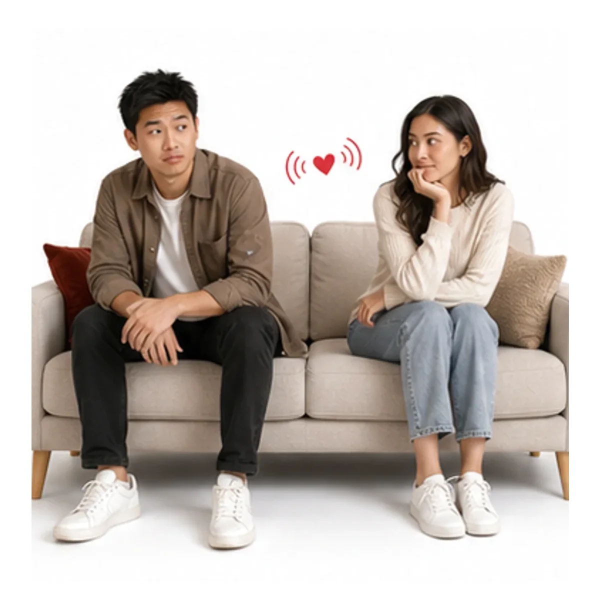 Two people on a couch using a relationship clarity self-check
